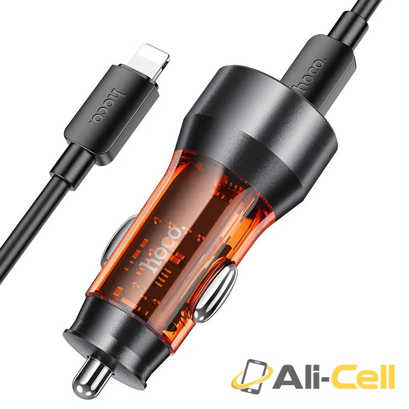 Car charger “NZ12A Action” 43W cable set (Nz12a Set Tc Ltn Transparent Orange, Set With Type C To Lightning Cable) — 4