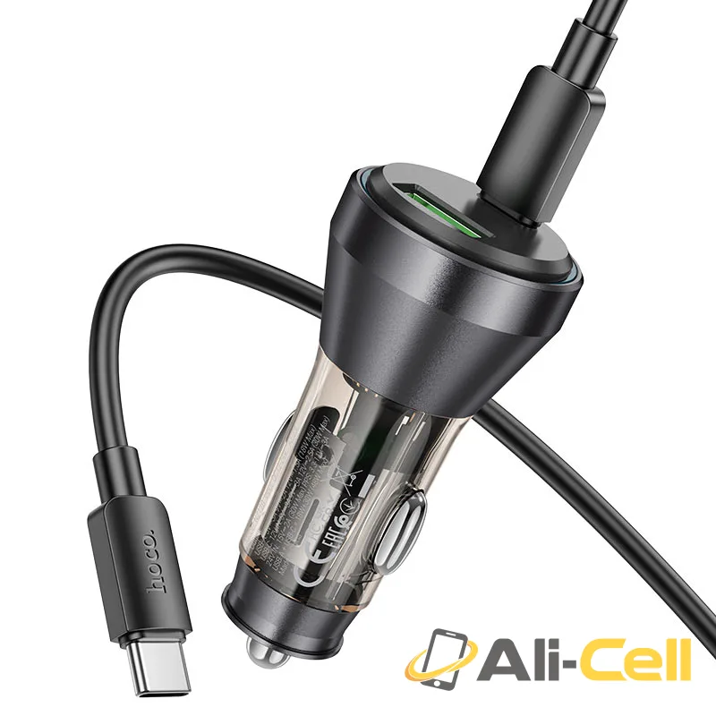 Car charger “NZ12B Unimpeded” 48W cable set (Nz12b Set Tc Ltn Transparent Black, Set With Type C To Lightning Cable) — 5