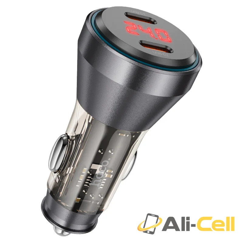 Car charger “NZ12C Graceful” 60W cable set (Nz12c Set Tc Tc Transparent Orange, Set With Type C To Type C Cable) — 2