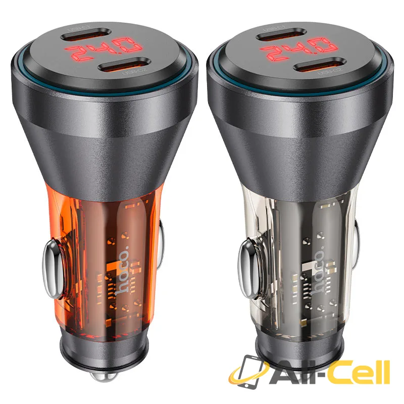 Car charger “NZ12C Graceful” 60W cable set (Nz12c Set Tc Tc Transparent Orange, Set With Type C To Type C Cable) — 6