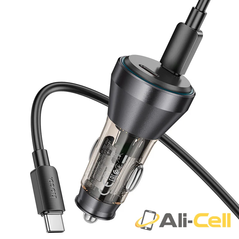 Car charger “NZ12C Graceful” 60W cable set (Nz12c Set Tc Tc Transparent Black, Set With Type C To Type C Cable) — 5