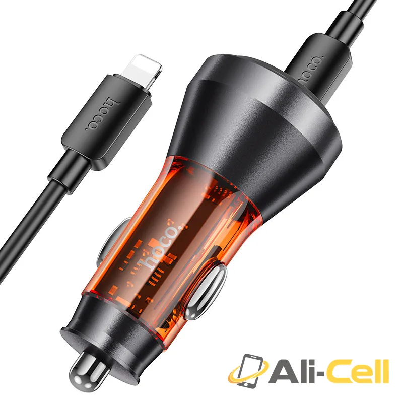 Car charger “NZ12D Lucky” 60W cable set (Nz12d Set Tc Tc Transparent Black, Set With Type C To Type C Cable) — 4