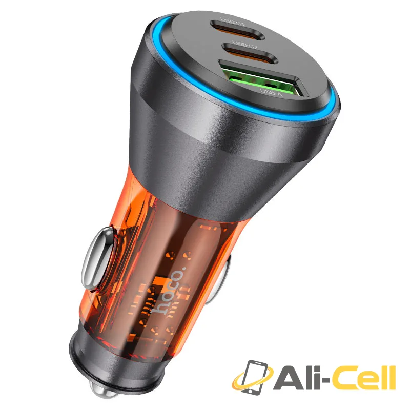 Car charger “NZ12D Lucky” 60W cable set (Nz12d Set Tc Ltn Transparent Black, Set With Type C To Lightning Cable) — 2