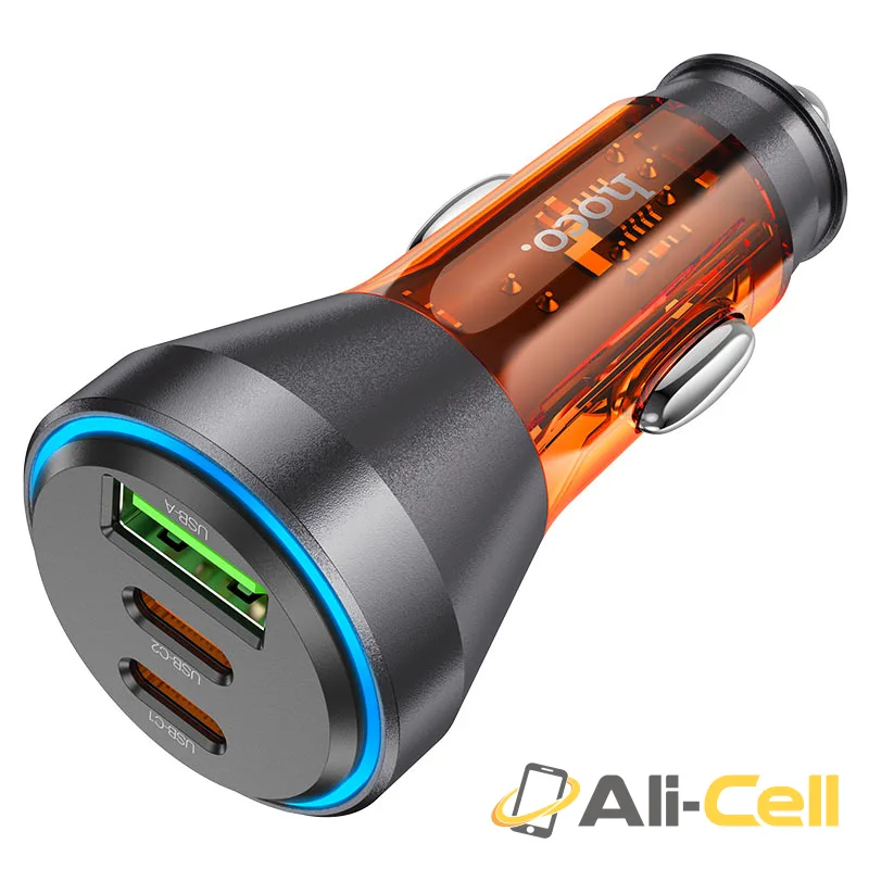 Car charger “NZ12D Lucky” 60W cable set (Nz12d Transparent Orange, Single)