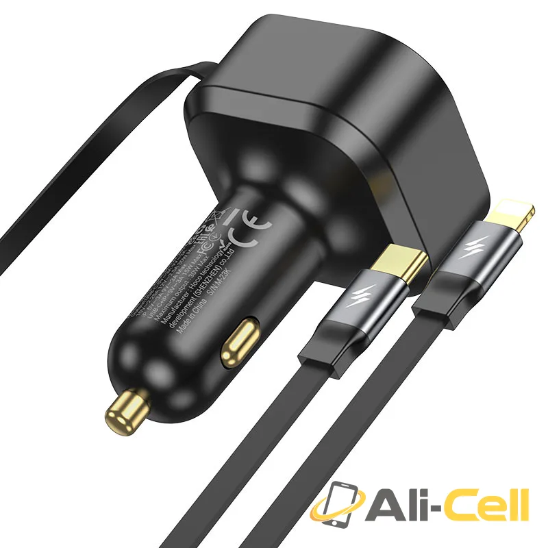 Car charger “NZ13 Clever” PD30W with cable (Nz13 Black)