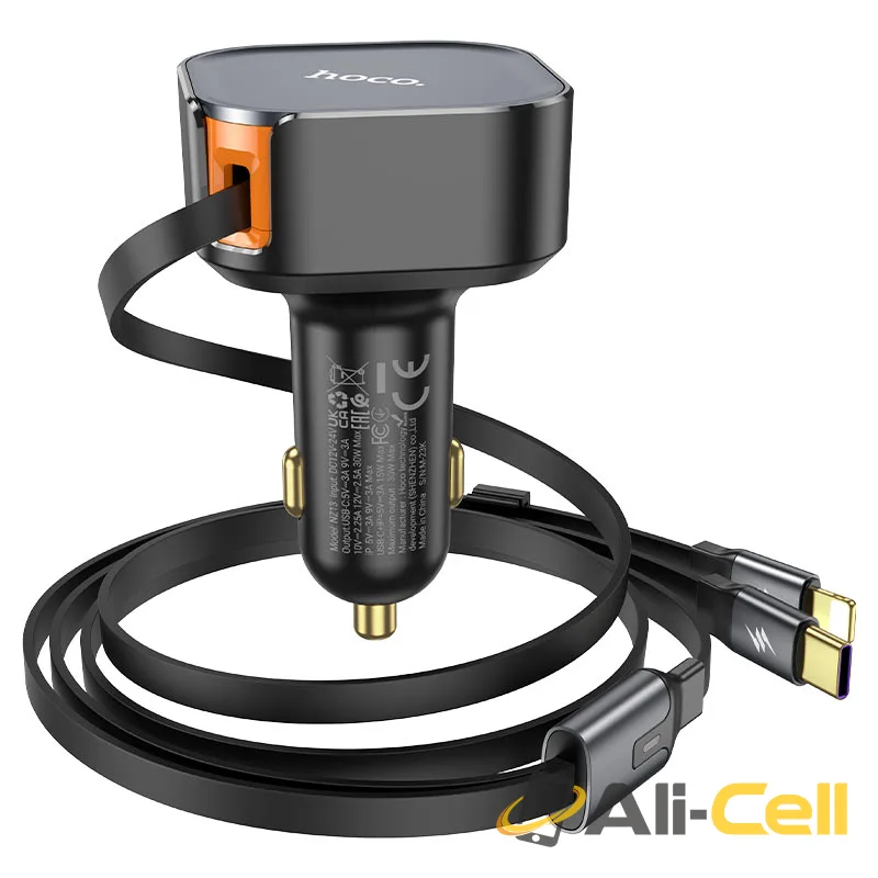 Car charger “NZ13 Clever” PD30W with cable (Nz13 Black) — 3