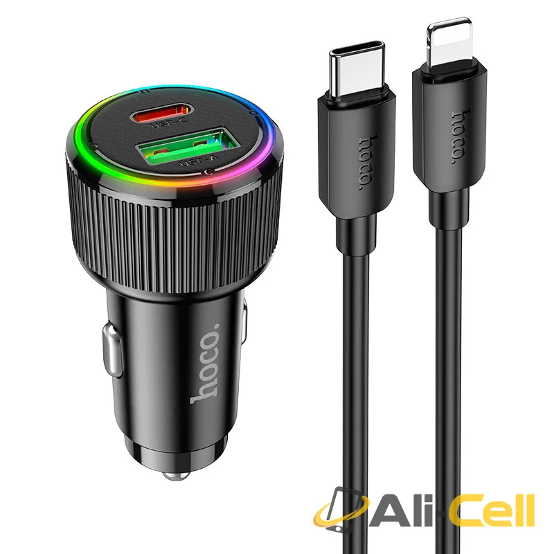 Car charger “NZ14A Guerrero” 38W cable set (Nz14a Set Tc Ltn Black, Set With Type C To Lightning Cable)