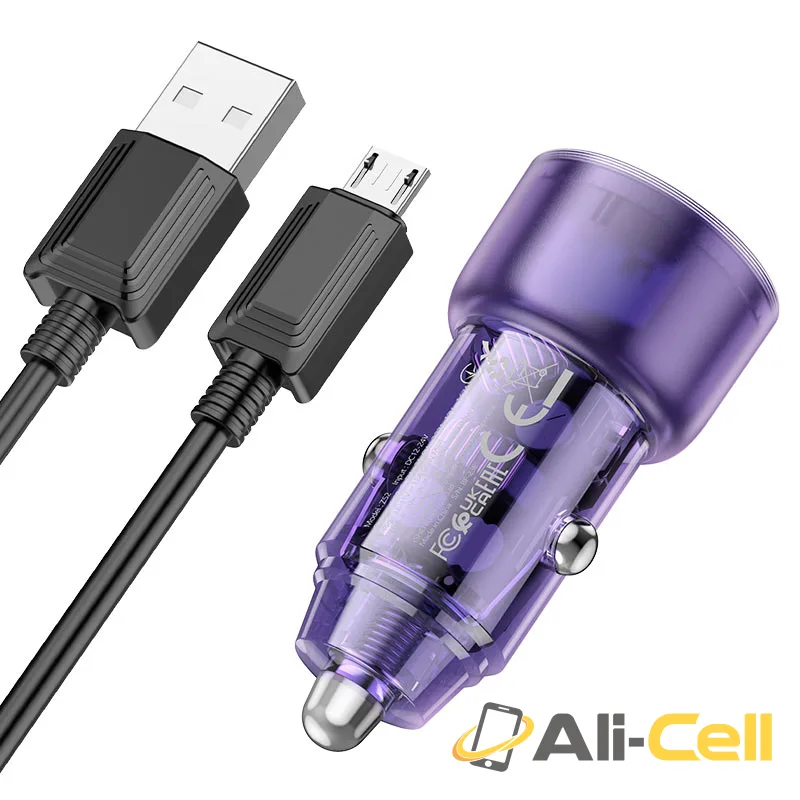 Car charger “Z52 Spacious” 38W cable set (Z52 Set Tc Ltn Transparent Purple, Set With Type C To Lightning Cable) — 5
