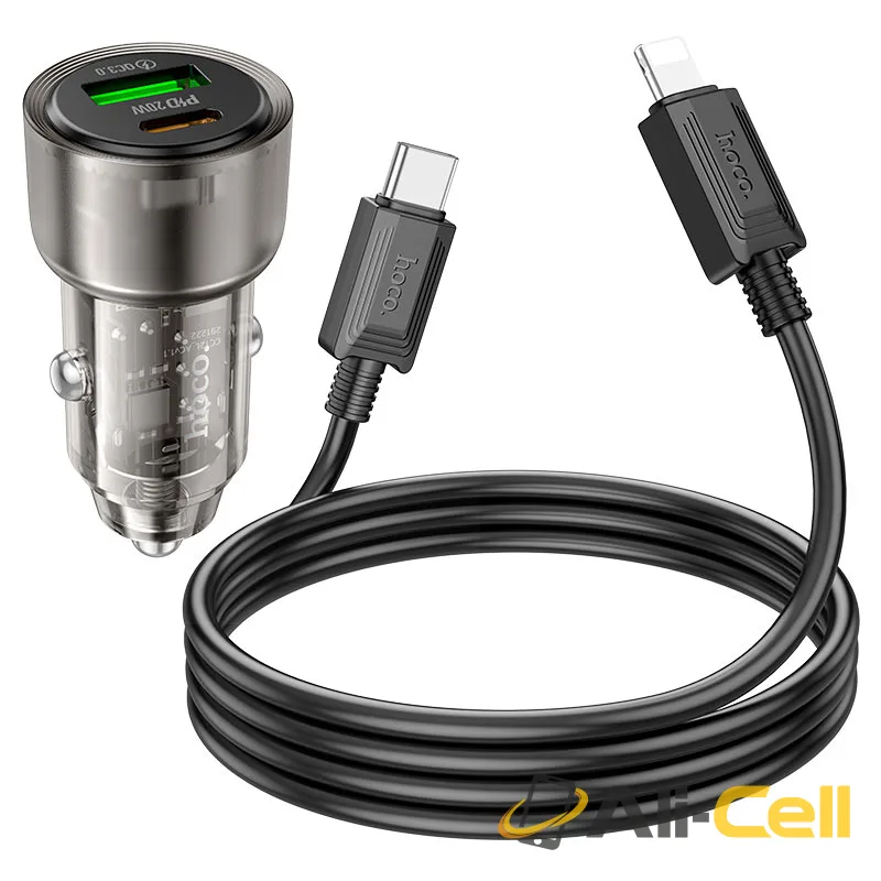 Car charger “Z52 Spacious” 38W cable set (Z52 Set Usb Tc Transparent Black, Set With Type C Cable) — 4