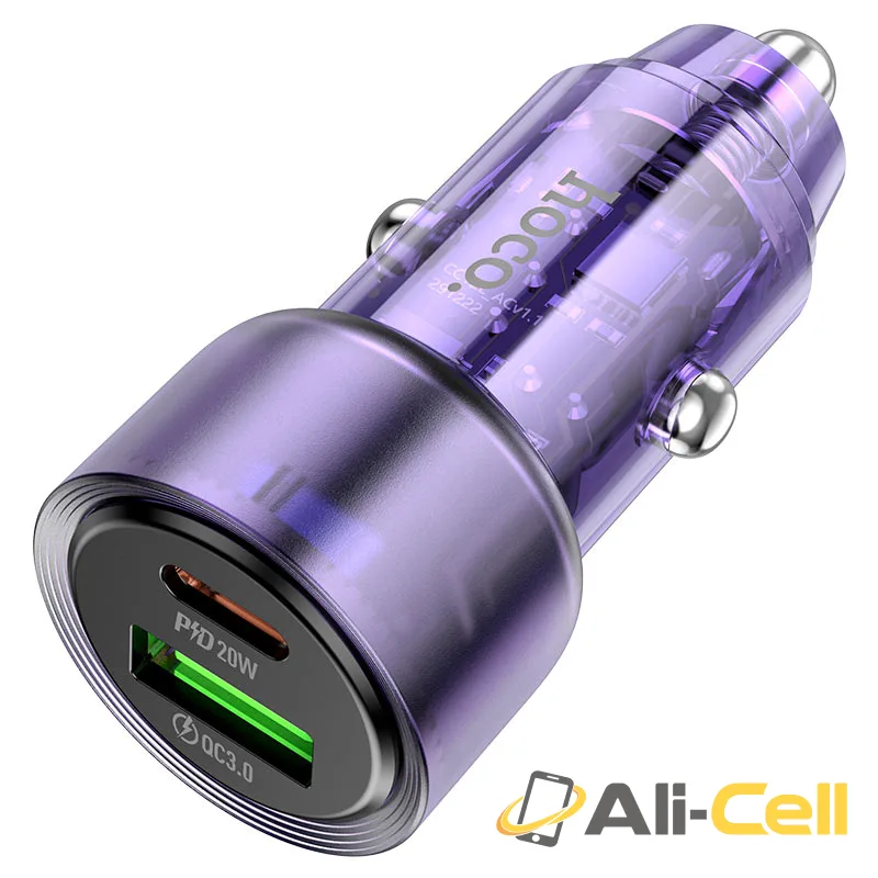Car charger “Z52 Spacious” 38W cable set (Z52 Transparent Purple, Single)