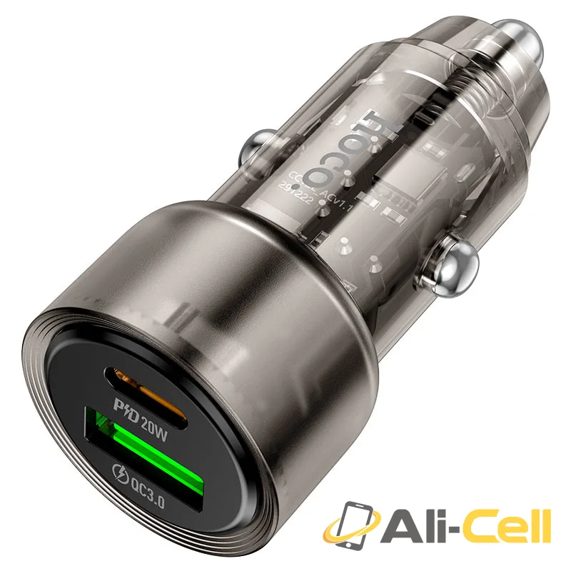 Car charger “Z52 Spacious” 38W cable set (Z52 Transparent Black, Single)