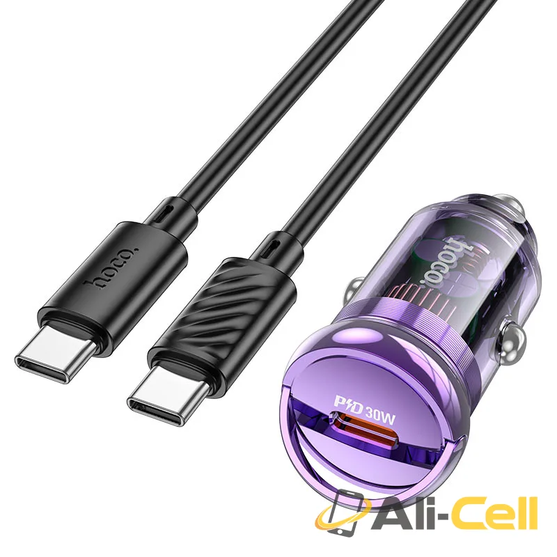 Car charger “Z53A Vision” 30W cable set (Z53a Set Tc Tc Transparent Purple, Set With Type C To Type C Cable)