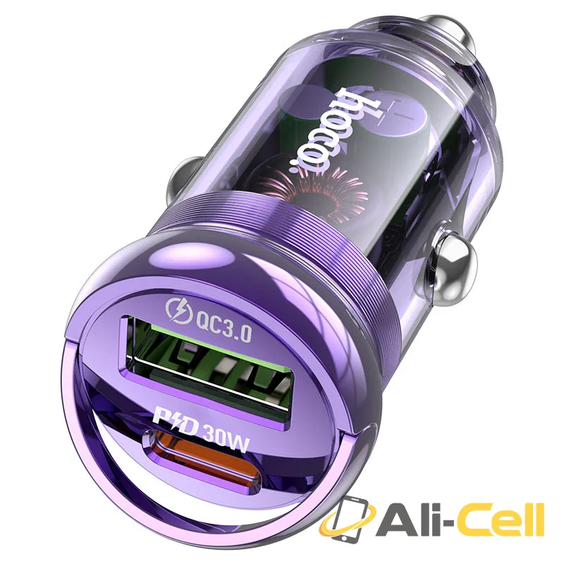 Car charger “Z53A Vision” 30W cable set (Z53a Transparent Purple, Single)