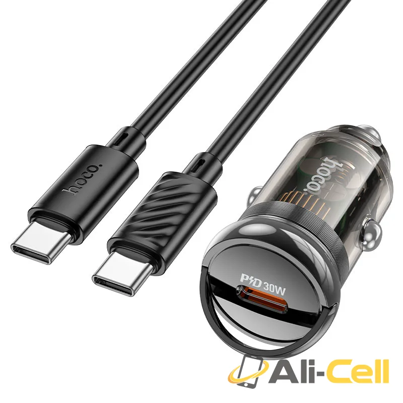 Car charger “Z53 Sight” 30W cable set (Z53 Set Tc Tc Transparent Black, Set With Type C To Type C Cable)