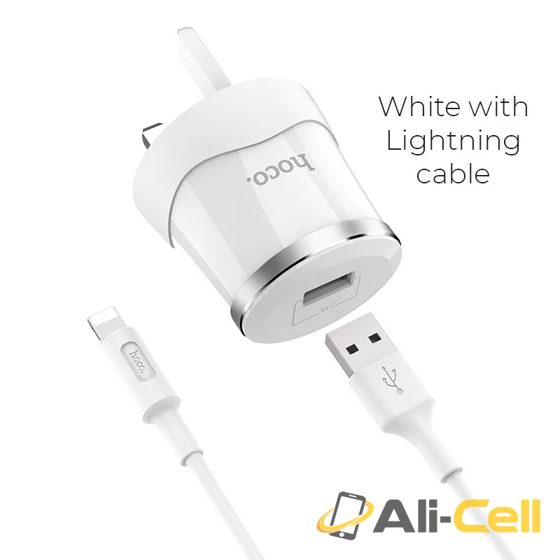 Wall charger “C37B Dignity” single USB set with cable UK (Set With Lightning Cable)