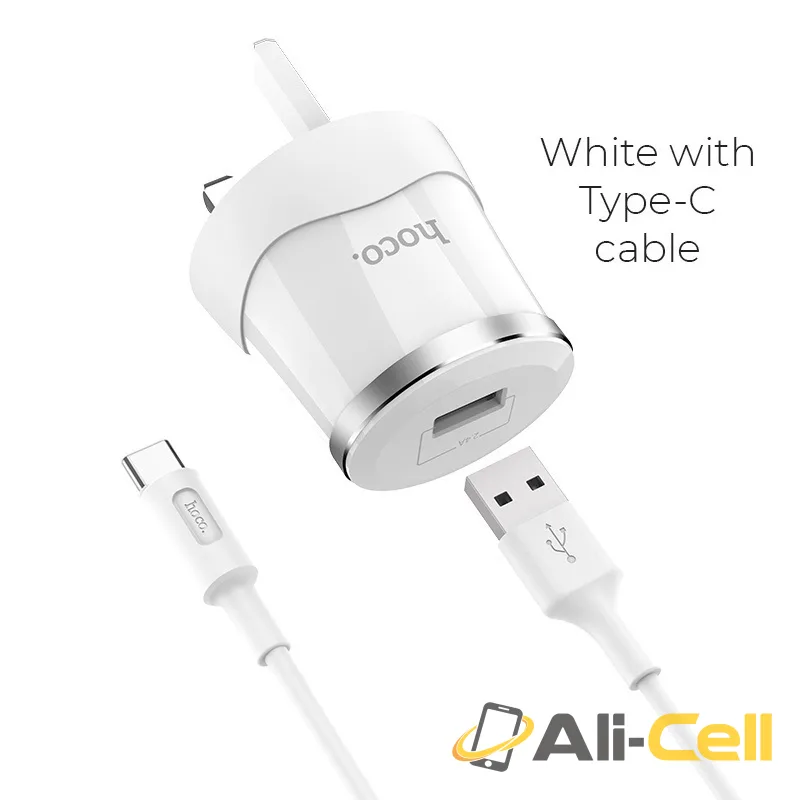 Wall charger “C37B Dignity” single USB set with cable UK (Set With Type C Cable)