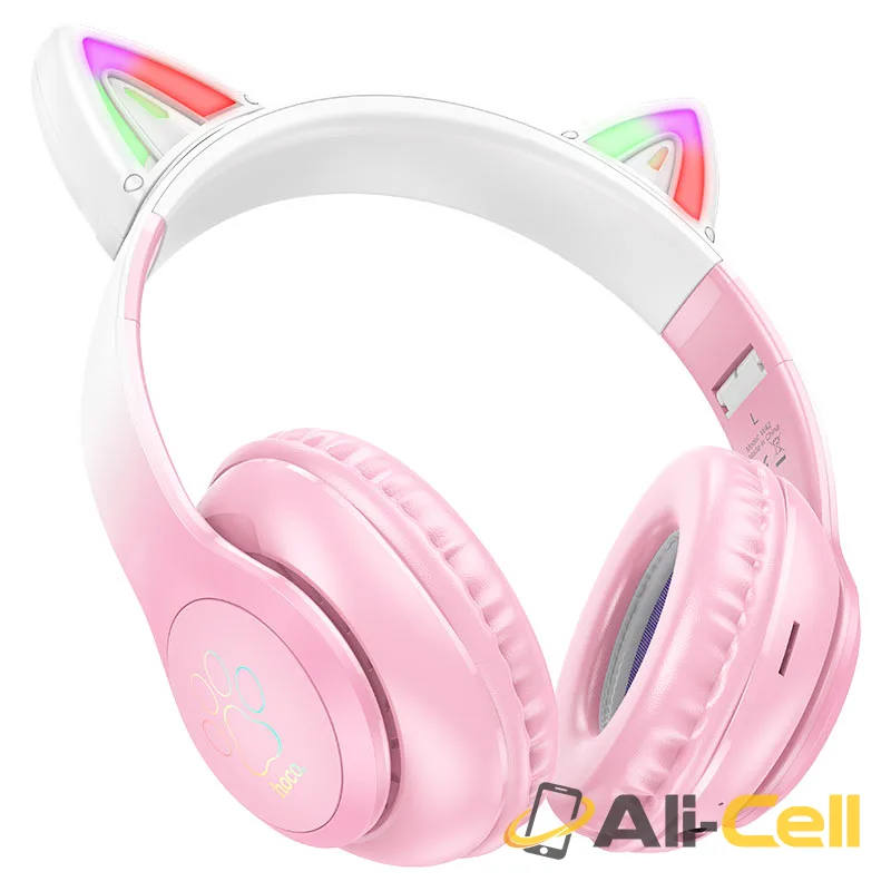 Headphones “W42 Cat Ears” wireless wired (W42 Cherry Blossom) — 4