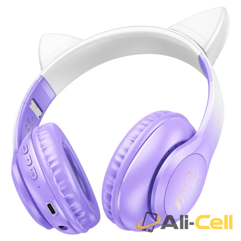 Headphones “W42 Cat Ears” wireless wired (W42 Cherry Blossom) — 5