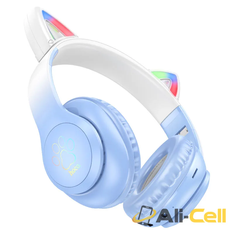 Headphones “W42 Cat Ears” wireless wired (W42 Crystal Blue)