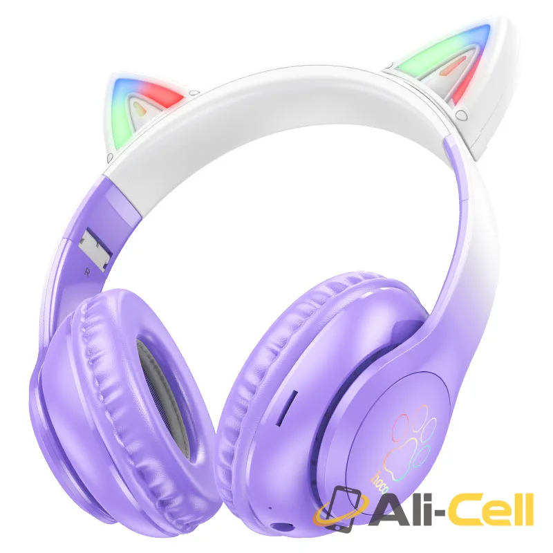 Headphones “W42 Cat Ears” wireless wired (W42 Purple Grape) — 2