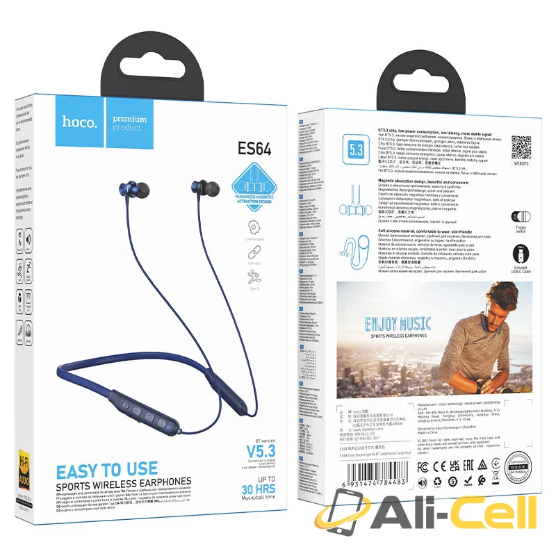 Wireless earphones “ES64 Easy Sound” with mic (Es64 Navy Blue) — 8