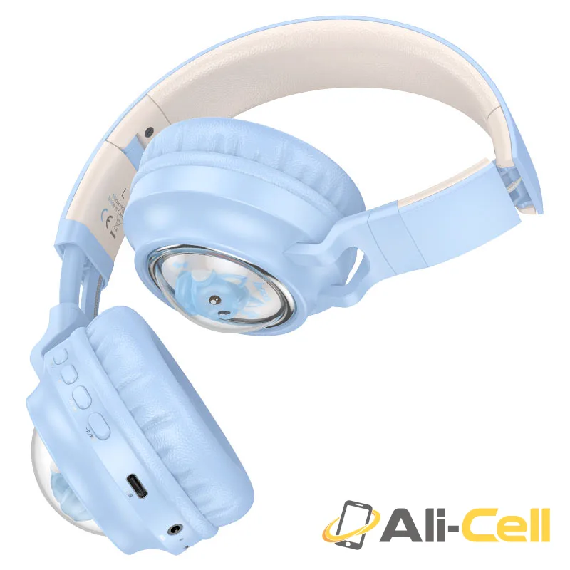 Headphones “W50 Cute fun” wireless wired (W50 Blue) — 3