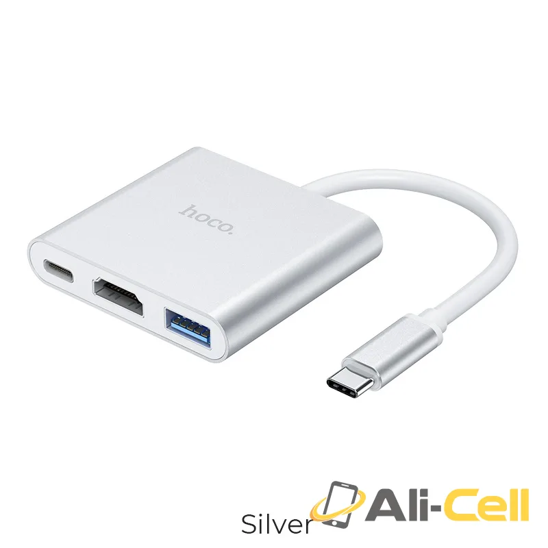 Type-C hub “HB14 Easy use” USB3.0+HDTV+PD (Hb14 Silver)