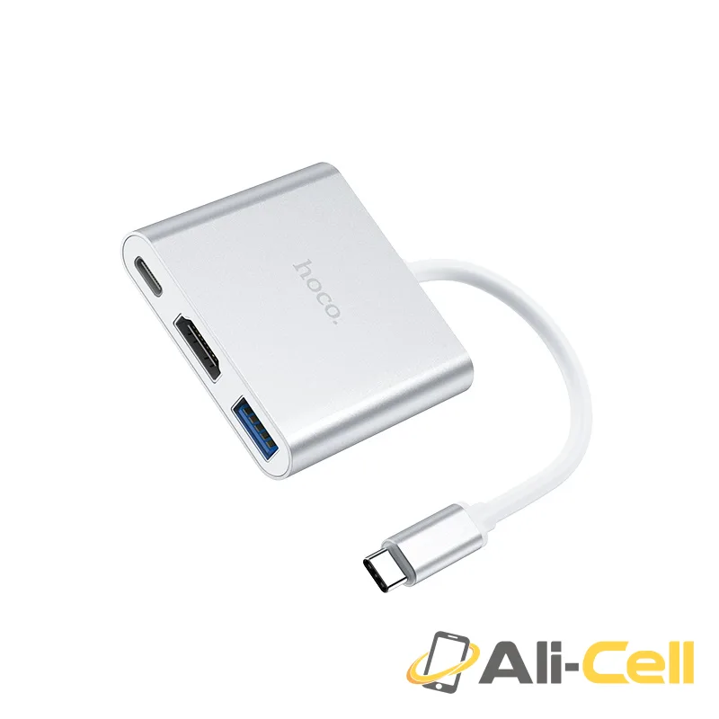 Type-C hub “HB14 Easy use” USB3.0+HDTV+PD (Hb14 Silver) — 2