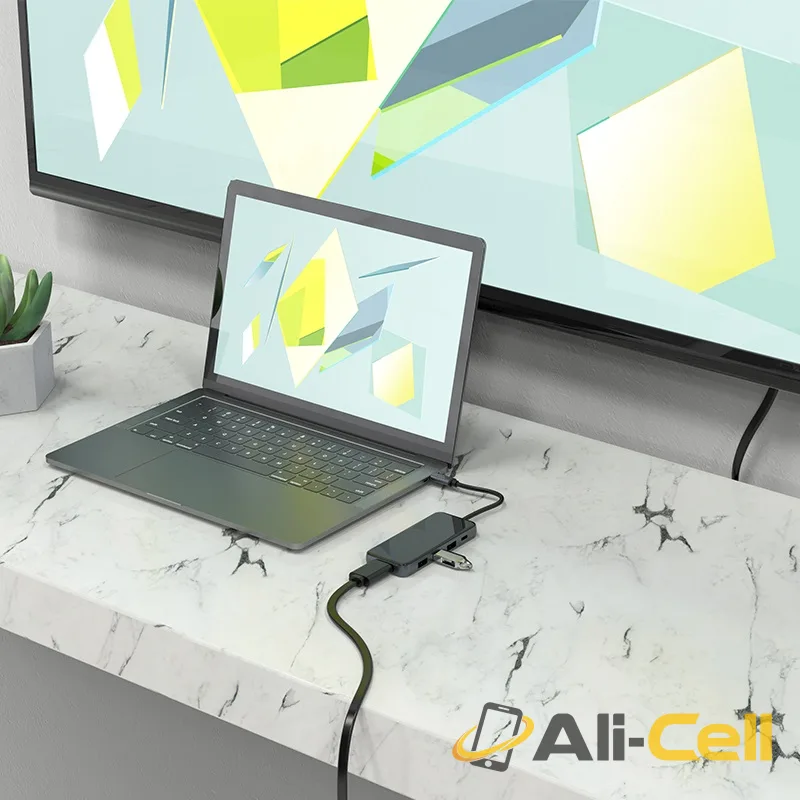 Type-C hub “HB15 Easy show” USB3.0*3 + HDTV + PD (Hb15 Metal Gray) — 5