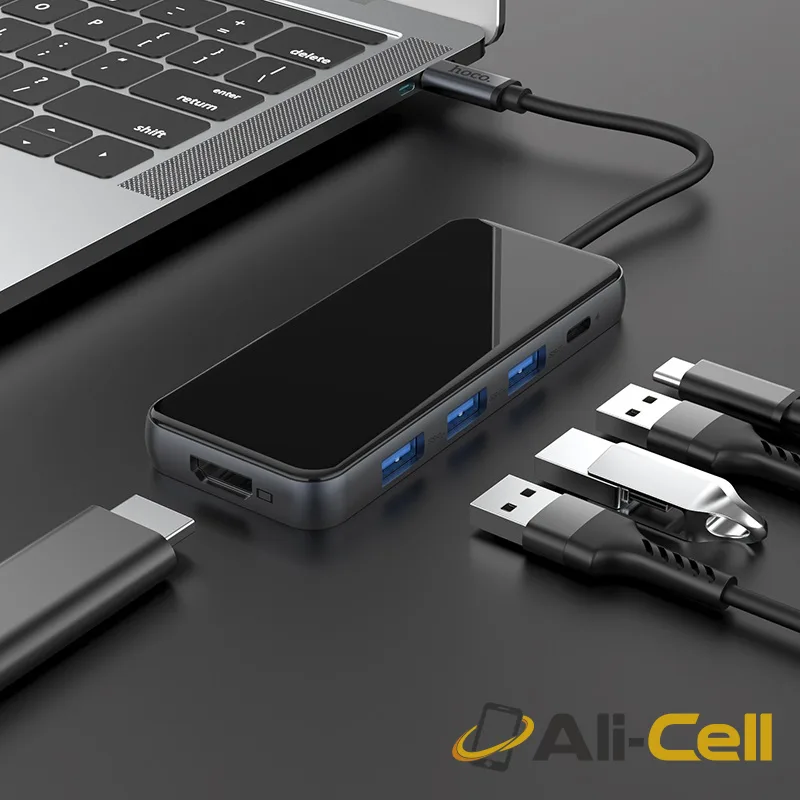 Type-C hub “HB15 Easy show” USB3.0*3 + HDTV + PD (Hb15 Metal Gray) — 6