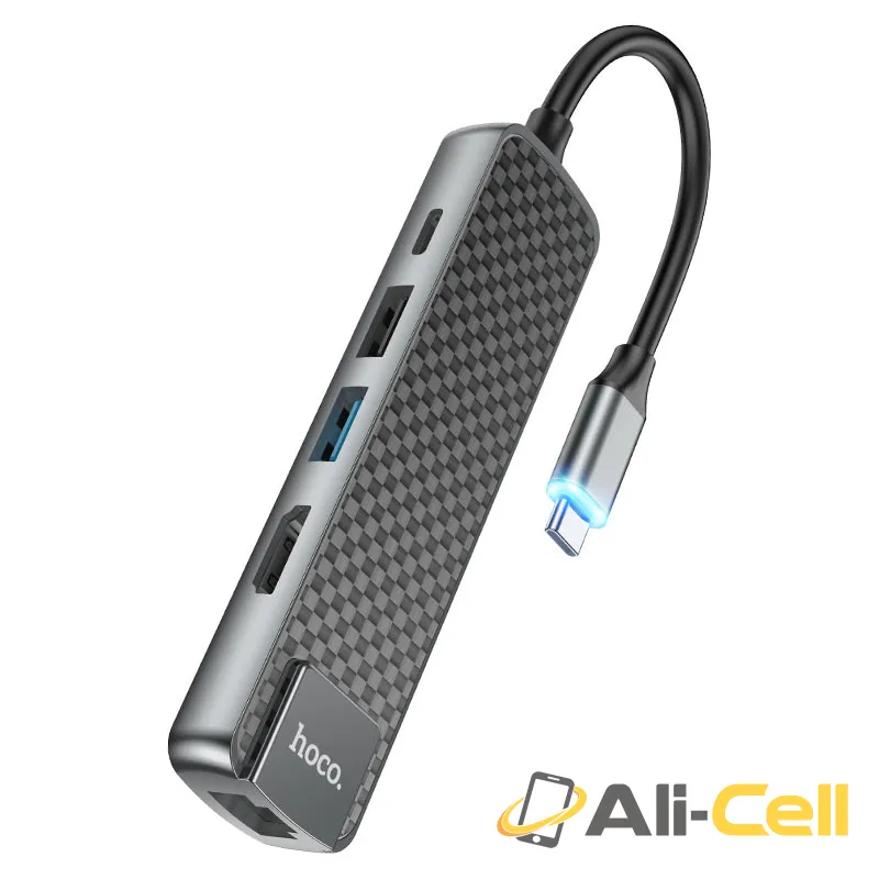Type-C hub “HB23 Easy view” HDTV + USB3.0 + USB2.0 + RJ45 + PD (Hb23 Metal Gray) — 2