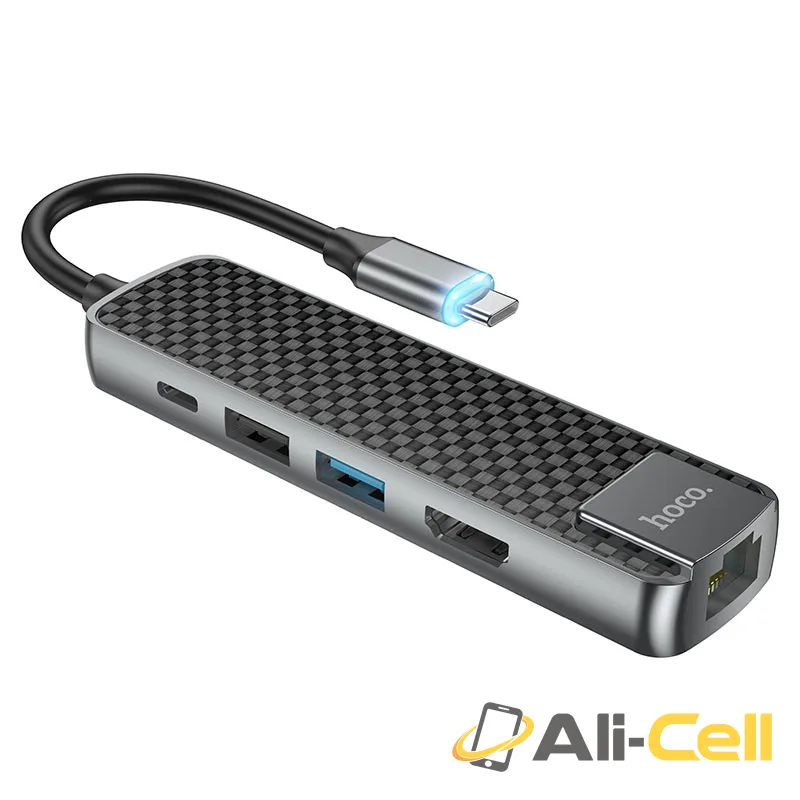 Type-C hub “HB23 Easy view” HDTV + USB3.0 + USB2.0 + RJ45 + PD (Hb23 Metal Gray) — 3