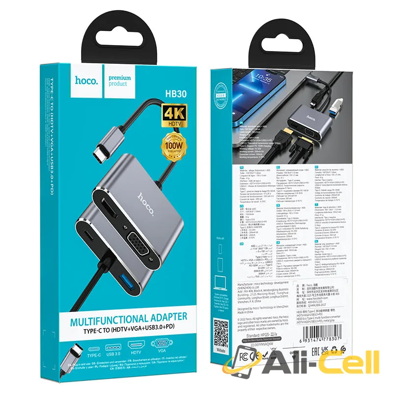 Converter “HB30 Eco” Type-C to HDTV + VGA + USB3.0 + PD (Hb30 Metal Gray) — 7