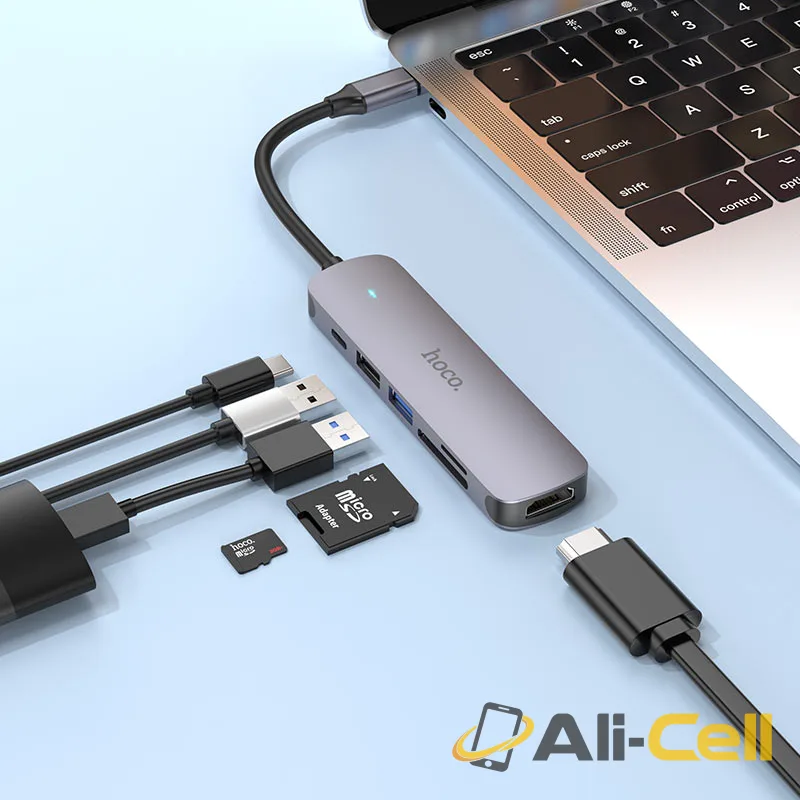 Type-C hub “HB28” HDTV + PD + USB3.0 + USB2.0 + SD + TF (Hb28 Metal Gray) — 6