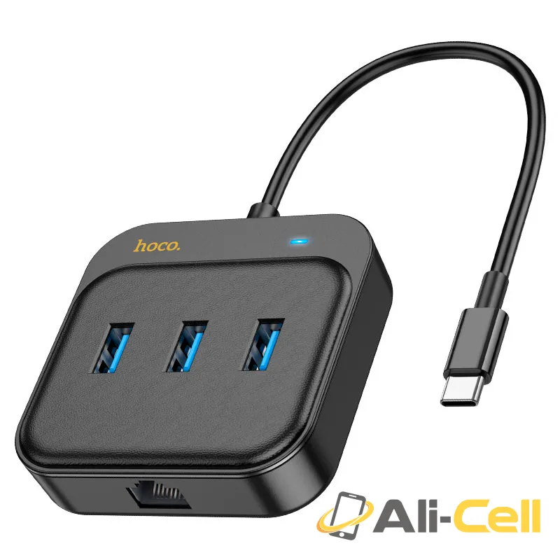 Type-C hub “HB35 Easy link” 3 × USB-A3.0 + RJ45 (Hb35 Usb3 Black) — 2
