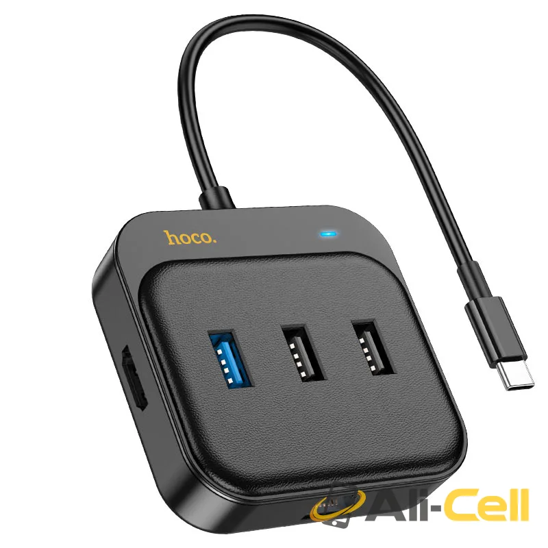 Type-C hub “HB37 Easy link” HDTV + RJ45 + USB-A3.0 + 2 × USB-A2.0 + Type-C (Hb37 Black)