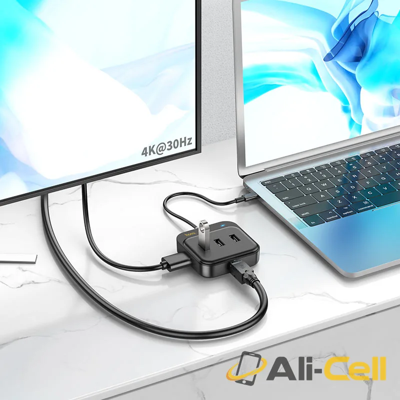 Type-C hub “HB37 Easy link” HDTV + RJ45 + USB-A3.0 + 2 × USB-A2.0 + Type-C (Hb37 Black) — 6