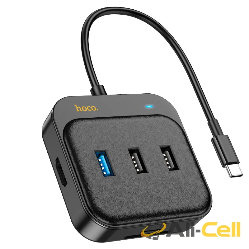 Type-C hub “HB38 Easy link” HDTV + SD/TF + USB-A3.0 + 2 × USB-A2.0 + Type-C (Hb38 Black)