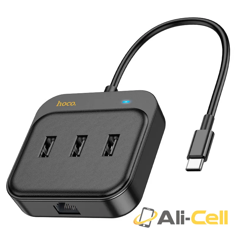 Type-C hub “HB35 Easy link” 3 × USB-A2.0 + RJ45 (Hb35 Usb2 Black) — 2