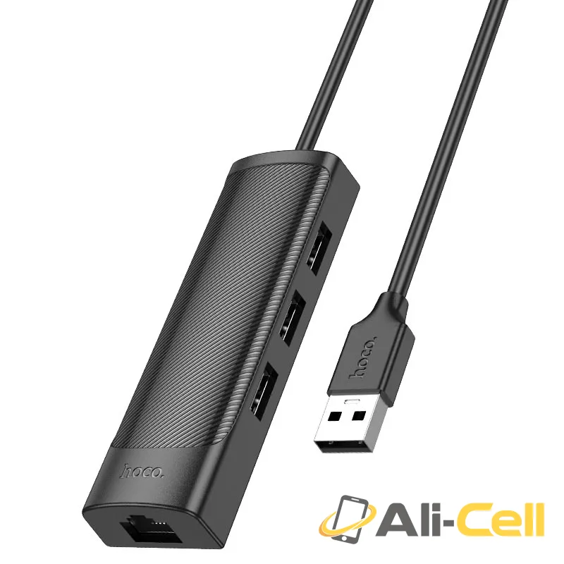 USB-A hub “HB42 Easy safety” 3 × USB-A2.0 + RJ45 (Hb42 Usb Usb2 Black) — 2