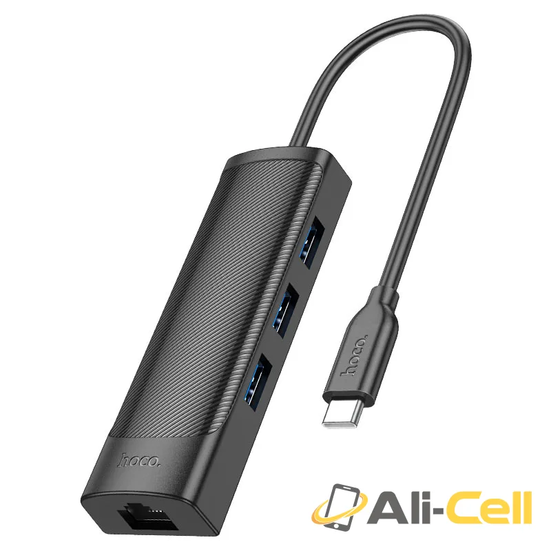 Type-C hub “HB42 Easy safety” 3 × USB-A3.0 + RJ45 (Hb42 Tc Usb3 Black) — 2
