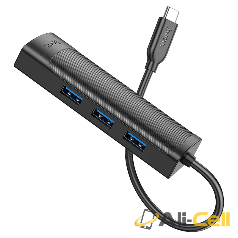 Type-C hub “HB42 Easy safety” 3 × USB-A3.0 + RJ45 (Hb42 Tc Usb3 Black) — 3