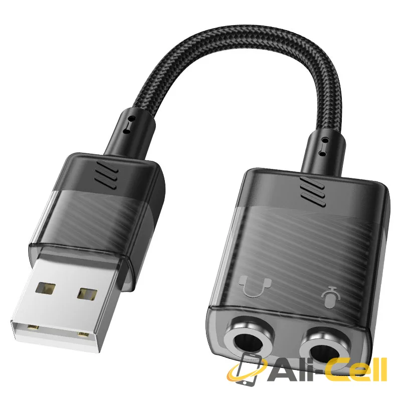 Adapter USB-A to 2 × 3.5mm “LS37 Spirit” audio converter (Ls37 2in1 Black) — 2