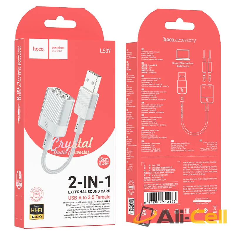 Adapter USB-A to 2 × 3.5mm “LS37 Spirit” audio converter (Ls37 2in1 Grey) — 8