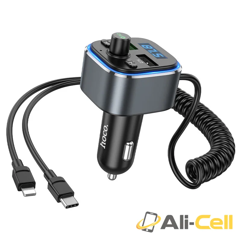 Car charger “E74 Energy” 2-in-1 with wireless FM transmitter (E74 Metal Grey) — 2