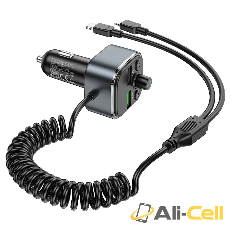 Car charger “E74 Energy” 2-in-1 with wireless FM transmitter (E74 Metal Grey) — 4