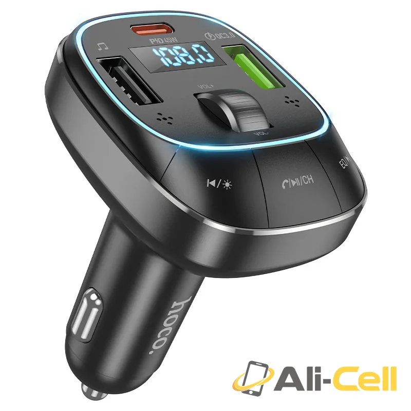 Car charger “E76 Pole” PD45W QC3.0 with wireless FM transmitter (E76 Obsidian Black)