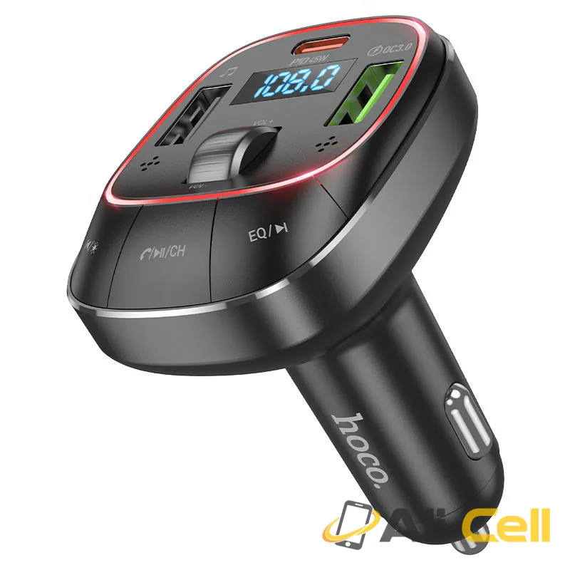 Car charger “E76 Pole” PD45W QC3.0 with wireless FM transmitter (E76 Obsidian Black) — 2