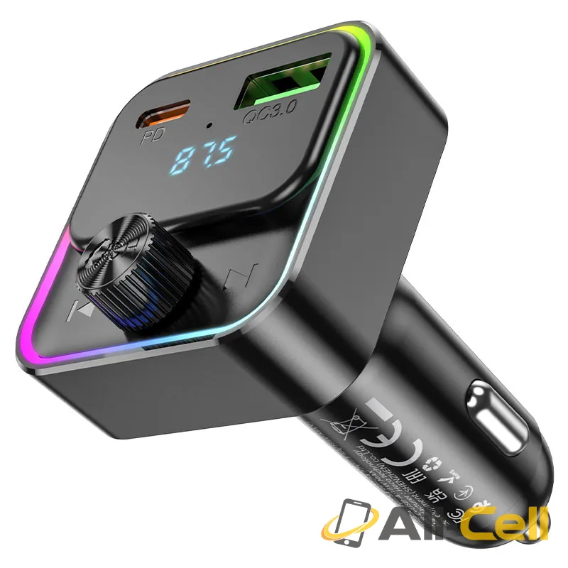 Car charger “E81 Fantasy” PD30W QC3.0 with wireless FM transmitter (E81 Black) — 2