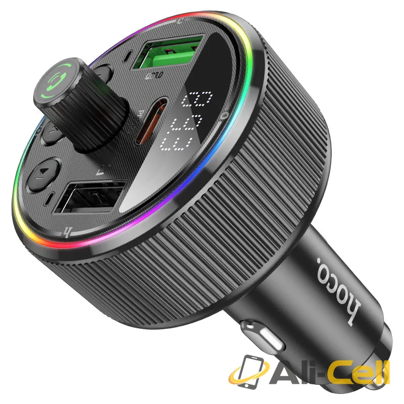 Car charger “E82 Guerrero” PD30W QC3.0 with wireless FM transmitter (E82 Black) — 2